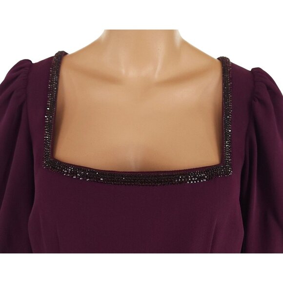 Sachin & Babi Ginny Crystal-trimmed Crepe Gown Size 4 Plum $695 - Picture 3 of 14